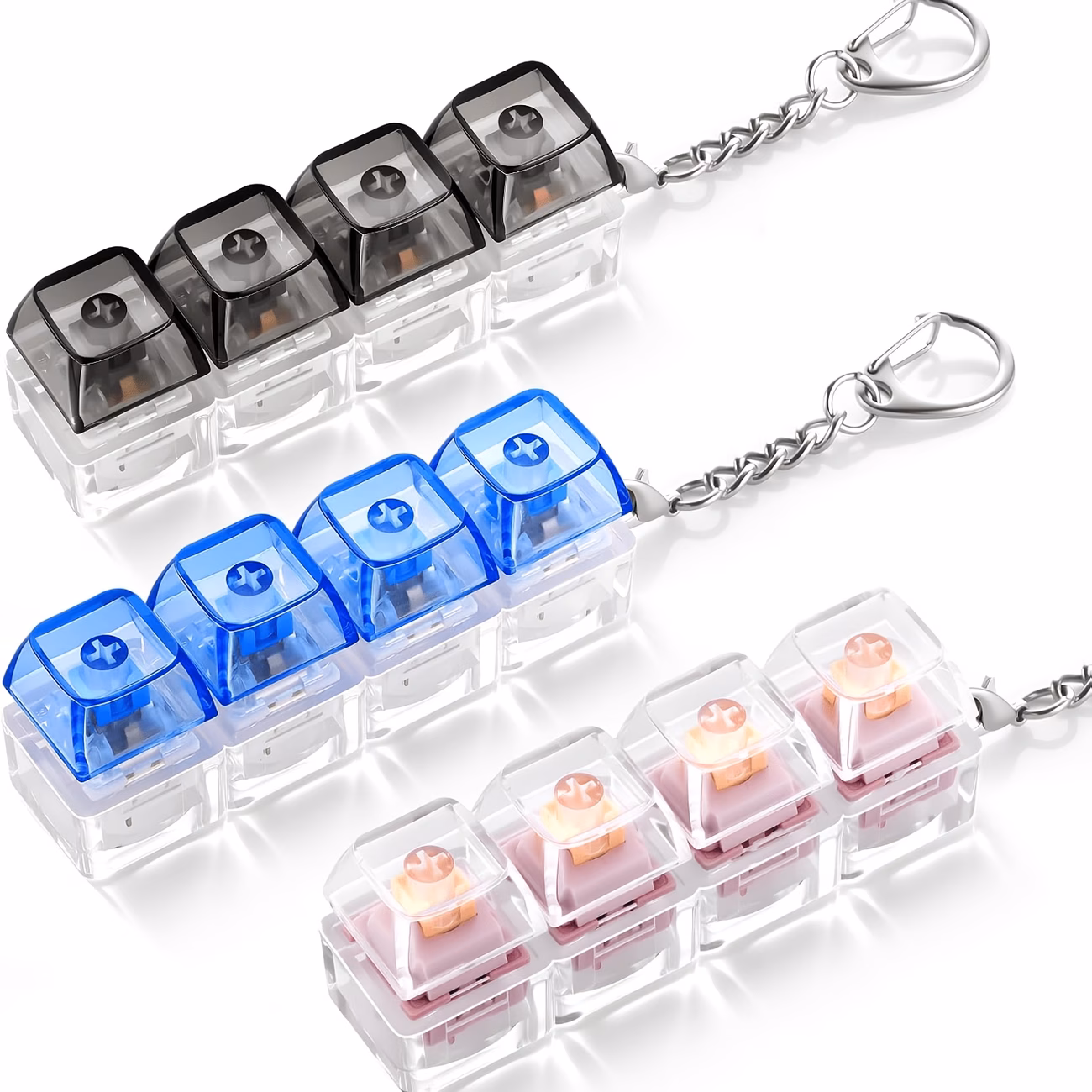 Transparent 4-Keycap Fingertip Keychain